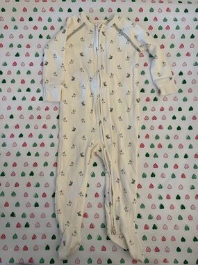 Pehr Cream Bunny-Print Footed One-Piece Pajamas